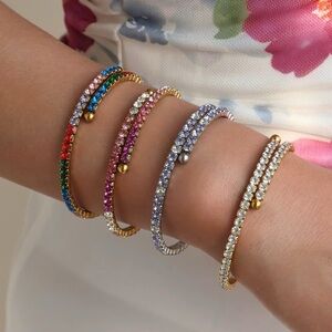 18 K Gold Plated Stainless Steel Sparkling Cz Bracelet